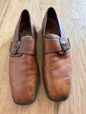 VTG Freeman Free-Flex Men's Brown Leather Buckle Monk Strap Shoes Size 12